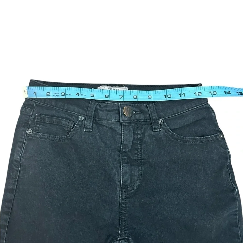 Free People Black Cuffed Hem Skinny Jeans Soft Stretch 5-Pocket Womens Sz 24